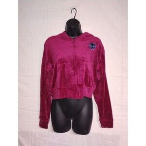 Women's Marvel Wakanda Forever Hoodie Raspberry Velour Jacket Juniors SM